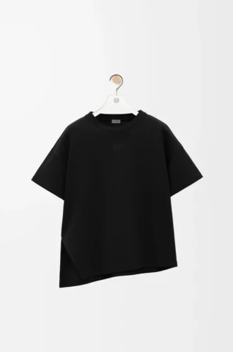 T-shirt asymétrique en coton mélangé Noir