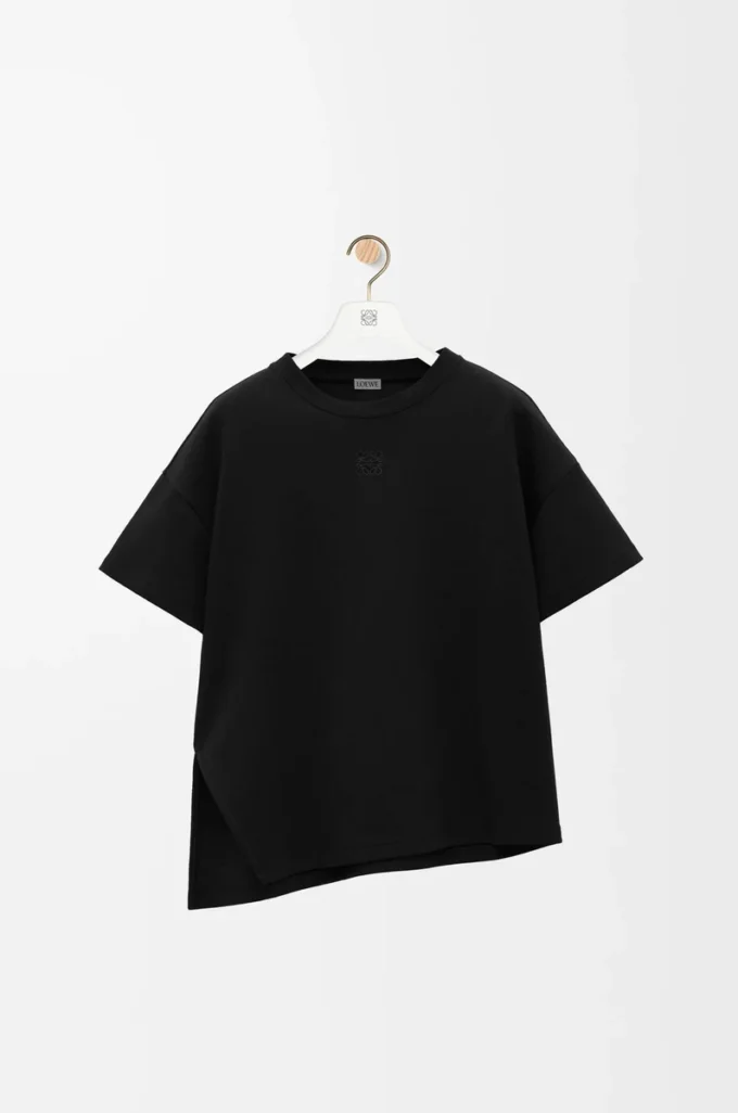 T-shirt asymétrique en coton mélangé Noir T-shirt asymétrique en coton mélangé Noir