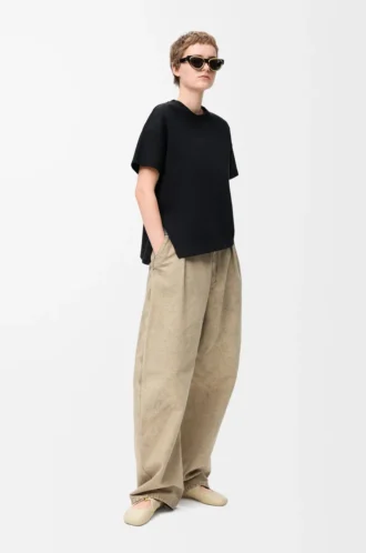 T-shirt asymétrique en coton mélangé Noir