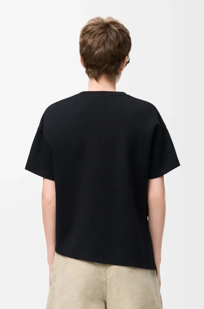 T-shirt asymétrique en coton mélangé Noir T-shirt asymétrique en coton mélangé Noir