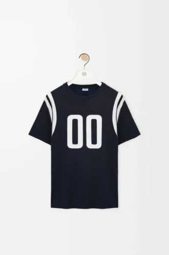 T-shirt coupe classique en coton et viscose bleu marine foncé
