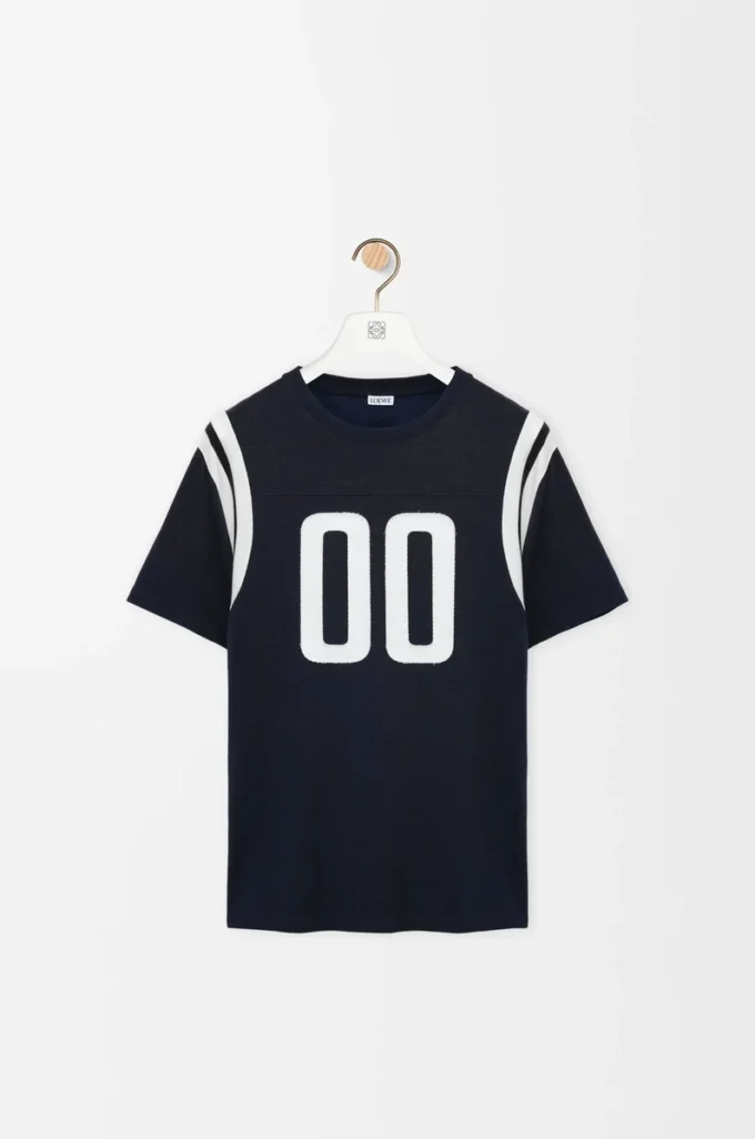 T-shirt coupe classique en coton et viscose bleu marine foncé T-shirt coupe classique en coton et viscose bleu marine foncé