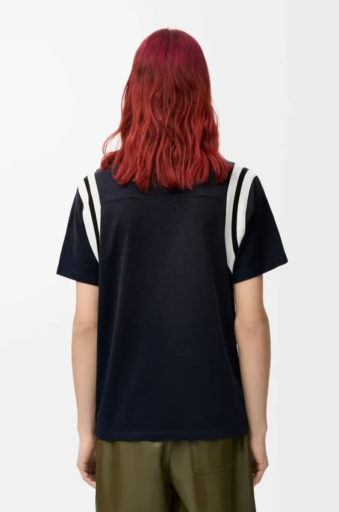 T-shirt coupe classique en coton et viscose bleu marine foncé T-shirt coupe classique en coton et viscose bleu marine foncé