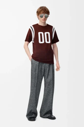 T-shirt coupe classique en coton et viscose Bordeaux