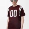 T-shirt coupe classique en coton et viscose Bordeaux