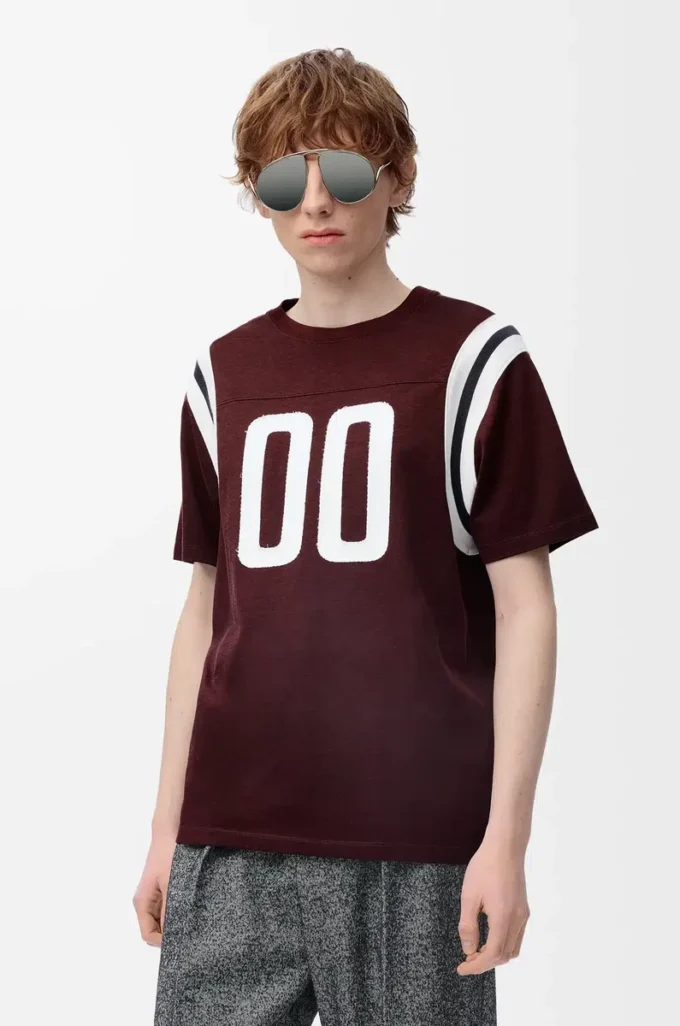 T-shirt coupe classique en coton et viscose Bordeaux
