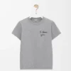 T-shirt coupe classique en coton gris chiné