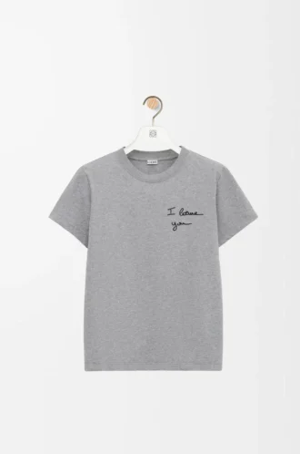T-shirt coupe classique en coton gris chiné
