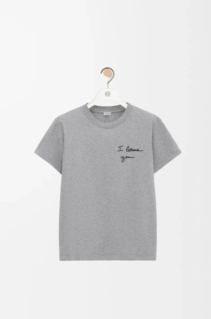 T-shirt coupe classique en coton gris chiné
