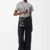 T-shirt coupe classique en coton gris chiné