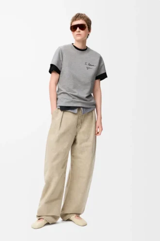 T-shirt coupe classique en coton gris chiné