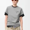T-shirt coupe classique en coton gris chiné