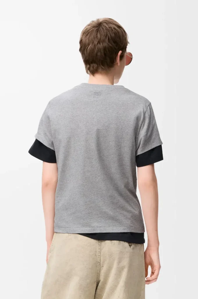 T-shirt coupe classique en coton gris chiné