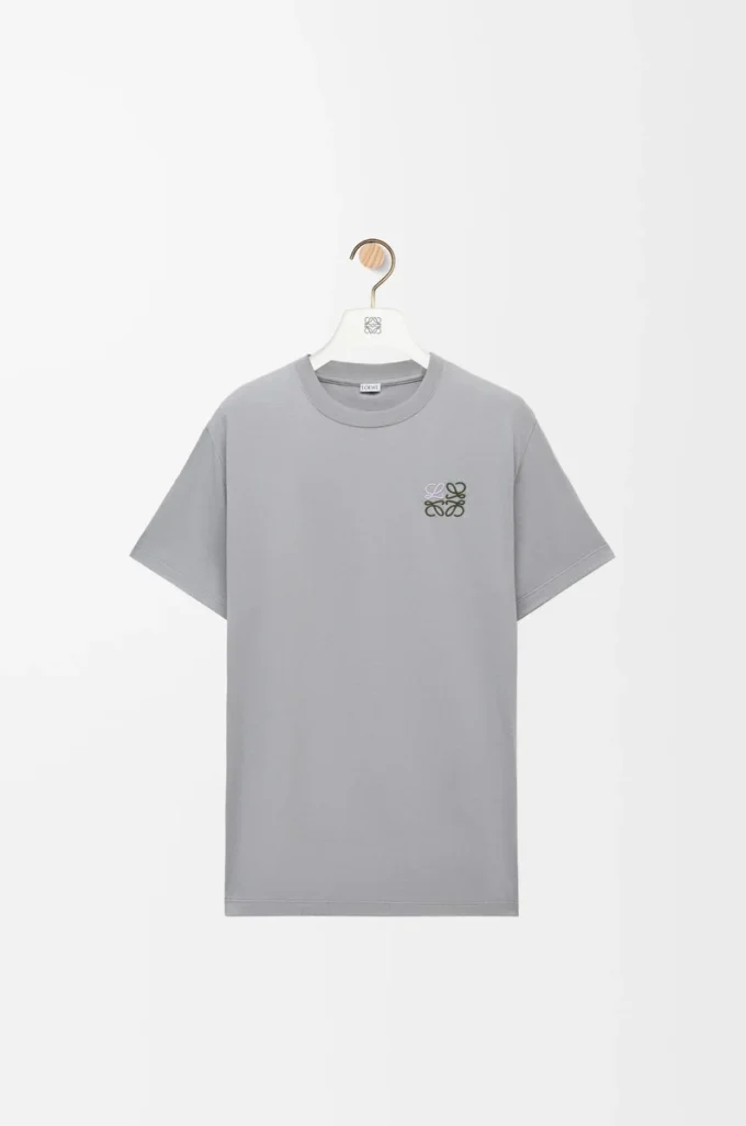 T-shirt coupe classique en coton gris moyen