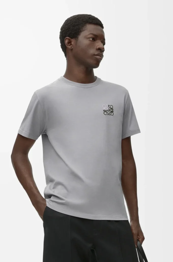 T-shirt coupe classique en coton gris moyen