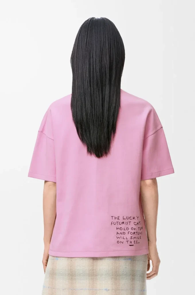 T-shirt coupe classique en coton mélangé Rose