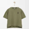 T-shirt coupe classique en coton mélangé Vert kaki