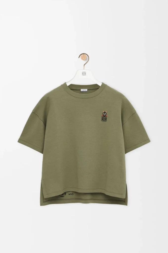 T-shirt coupe classique en coton mélangé Vert kaki