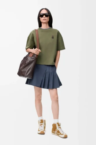 T-shirt coupe classique en coton mélangé Vert kaki