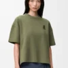 T-shirt coupe classique en coton mélangé Vert kaki