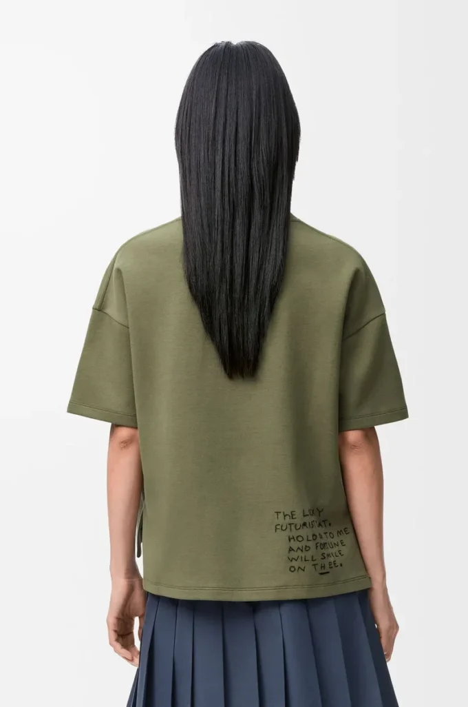 T-shirt coupe classique en coton mélangé Vert kaki