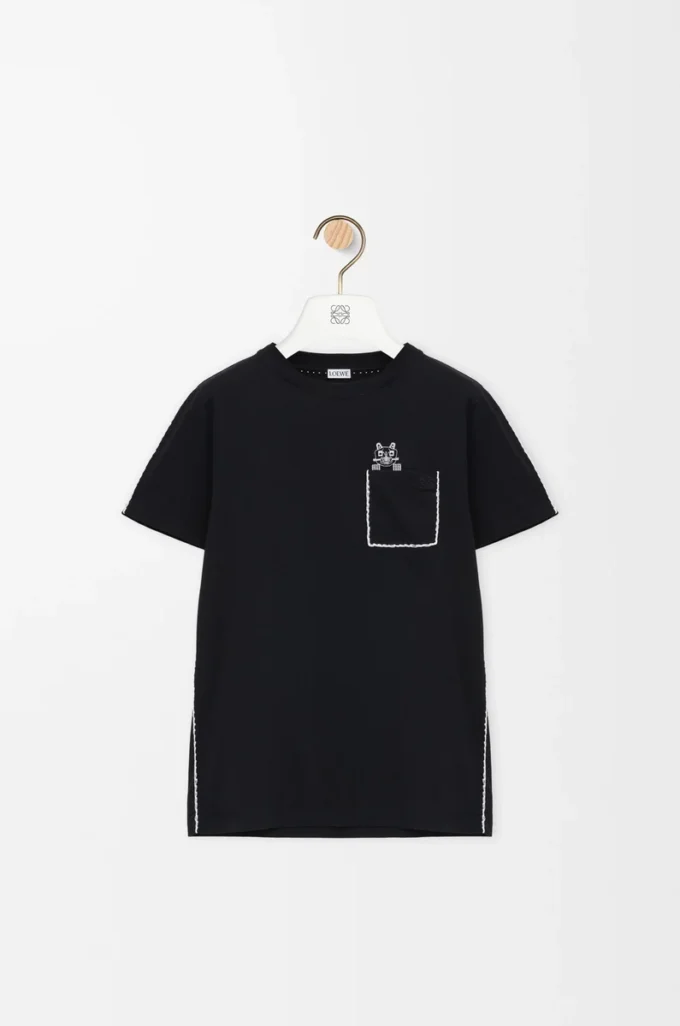 T-shirt coupe classique en coton Noir