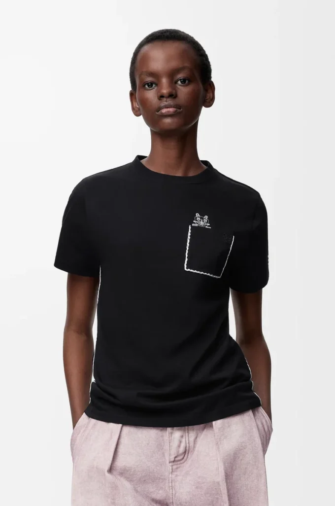 T-shirt coupe classique en coton Noir