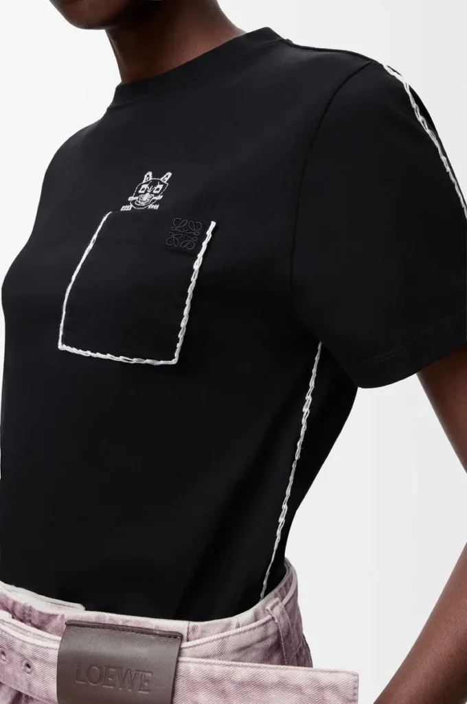 T-shirt coupe classique en coton Noir