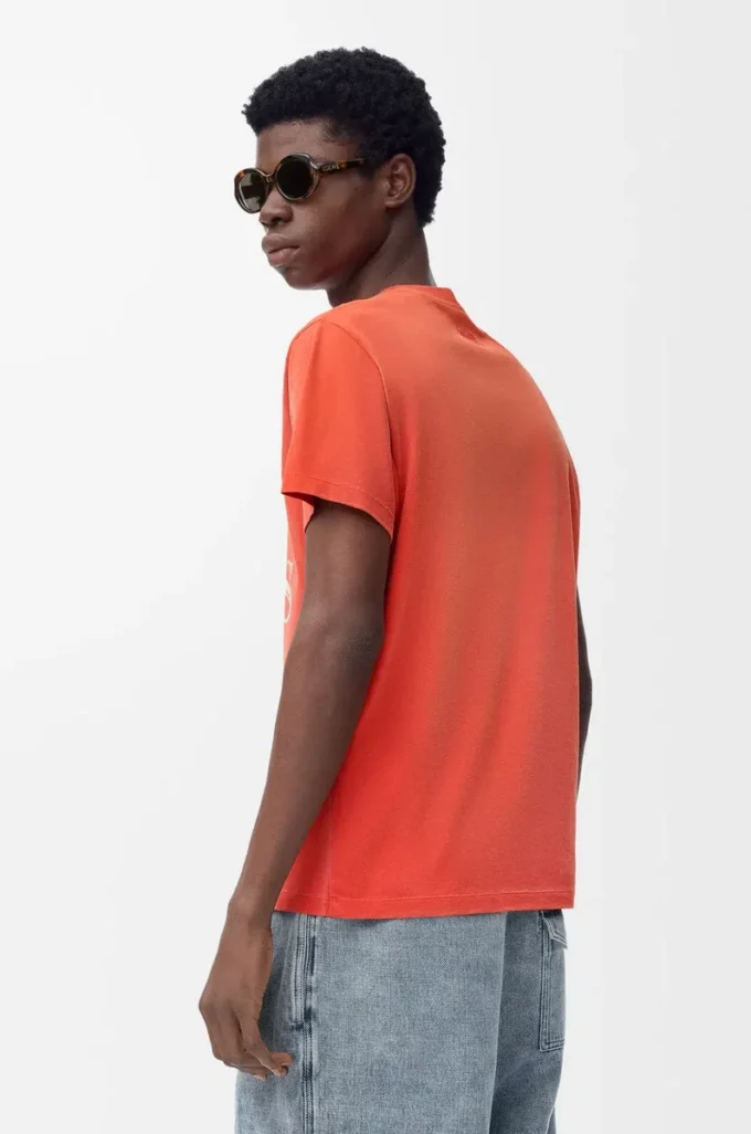 T-shirt coupe classique en coton orange