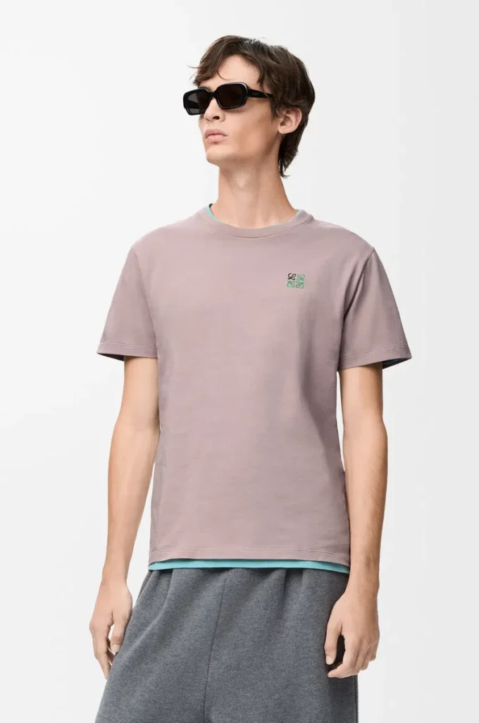 T-shirt coupe classique en coton rose clair