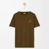 T-shirt coupe classique en coton vert kaki