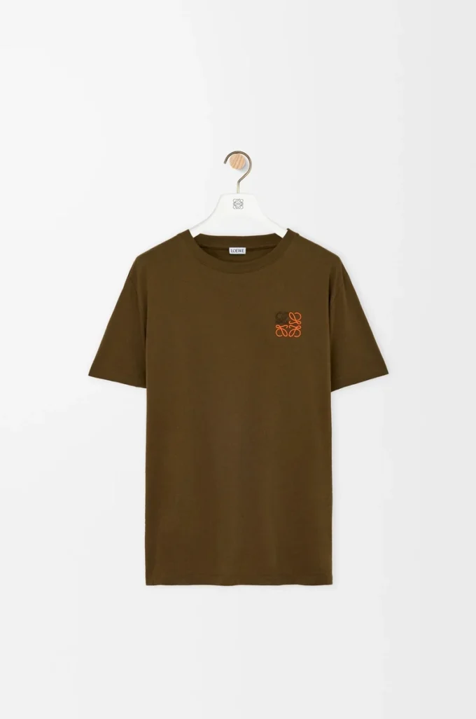 T-shirt coupe classique en coton vert kaki