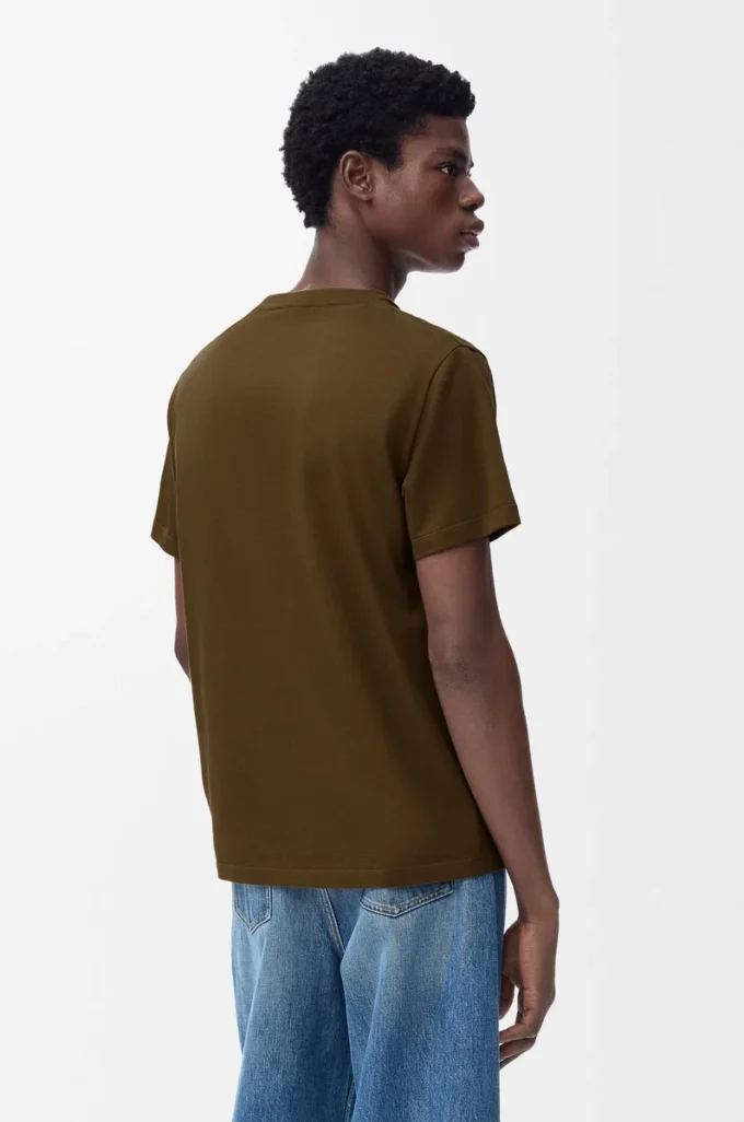 T-shirt coupe classique en coton vert kaki