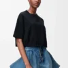 T-shirt court en coton Noir