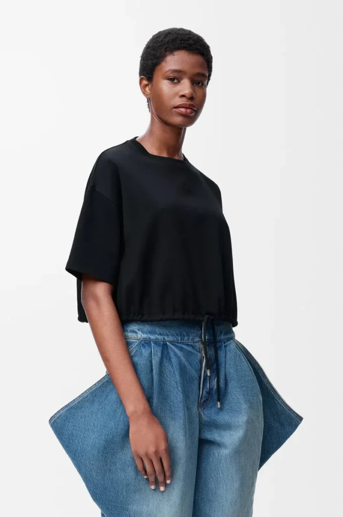 T-shirt court en coton Noir