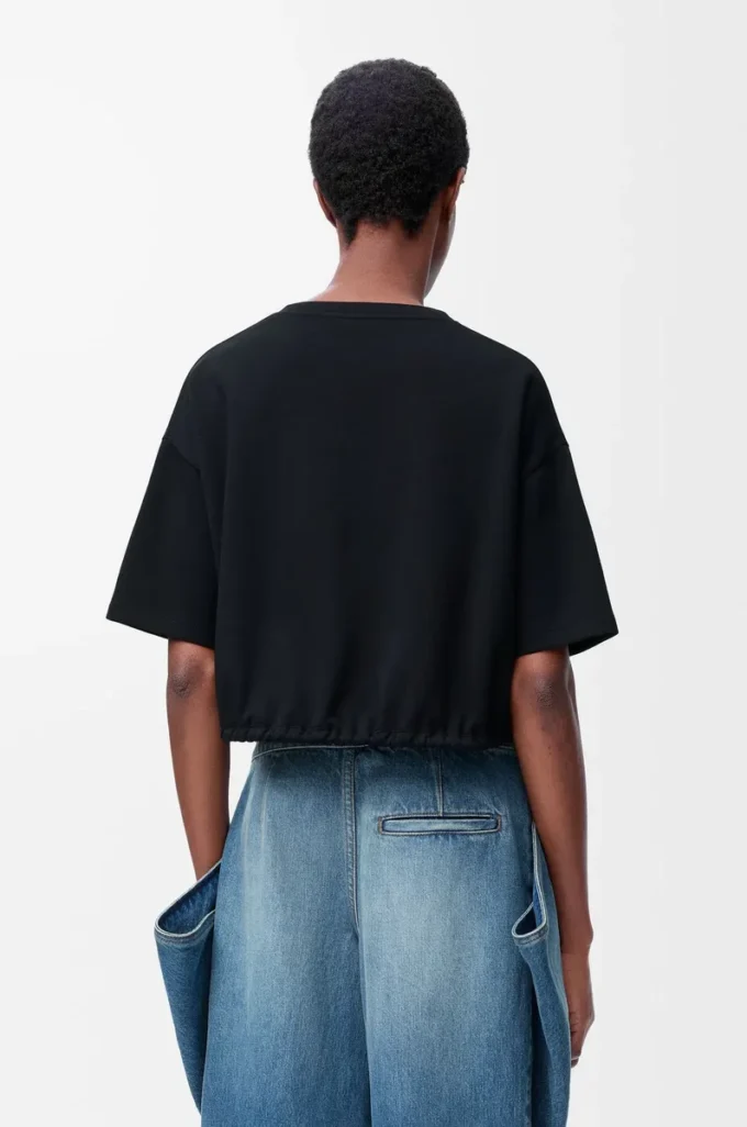 T-shirt court en coton Noir