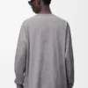 T-shirt à manches longues en coton gris chiné T-shirt à manches longues en coton gris chiné