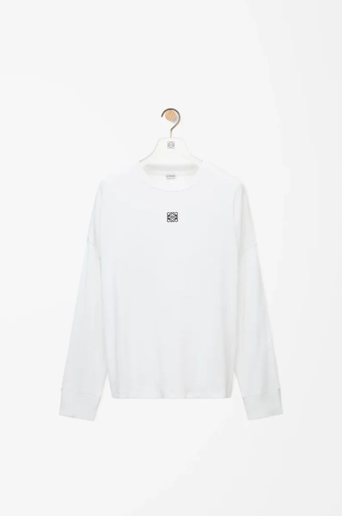 T-shirt oversize à manches longues en coton blanc