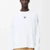 T-shirt oversize à manches longues en coton blanc