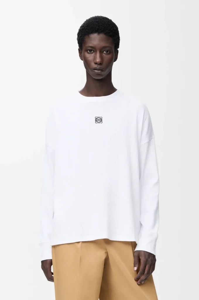 T-shirt oversize à manches longues en coton blanc