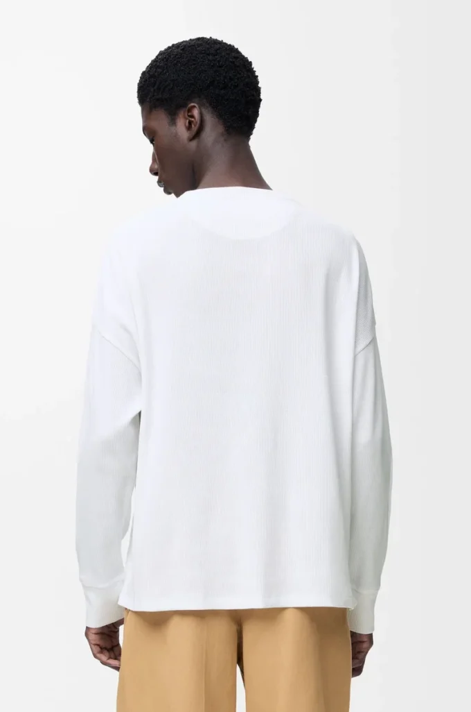 T-shirt oversize à manches longues en coton blanc
