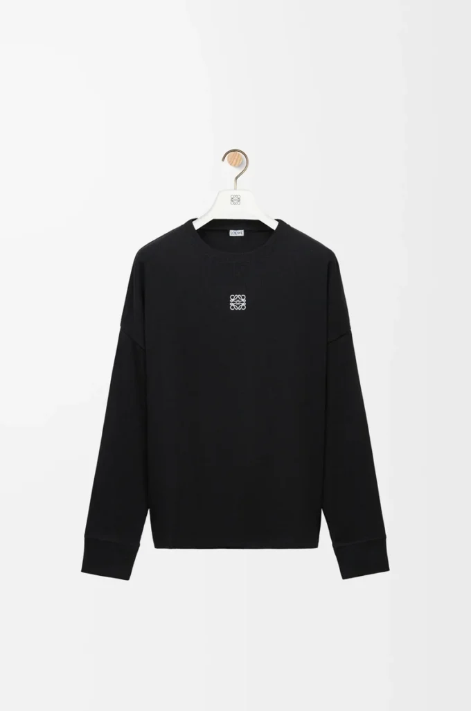 T-shirt oversize à manches longues en coton noir