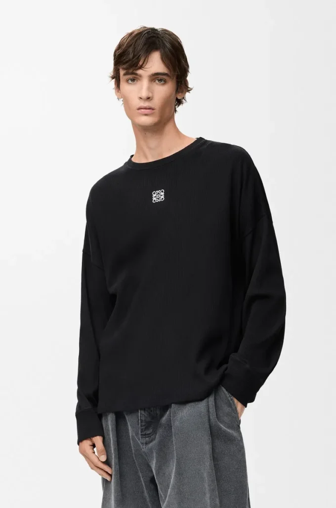 T-shirt oversize à manches longues en coton noir