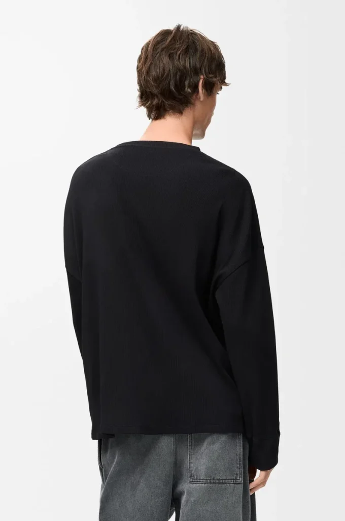 T-shirt oversize à manches longues en coton noir