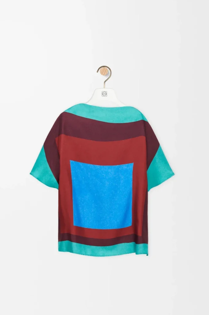 Top écharpe en soie Vert/Rouge/Multicolore