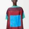 Top écharpe en soie Vert/Rouge/Multicolore