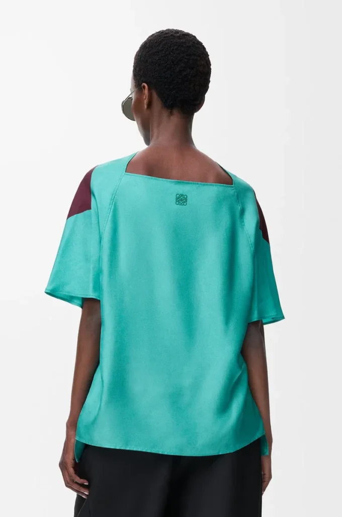 Top écharpe en soie Vert/Rouge/Multicolore