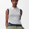 Top drapé en cachemire Blanc/Bleu marine
