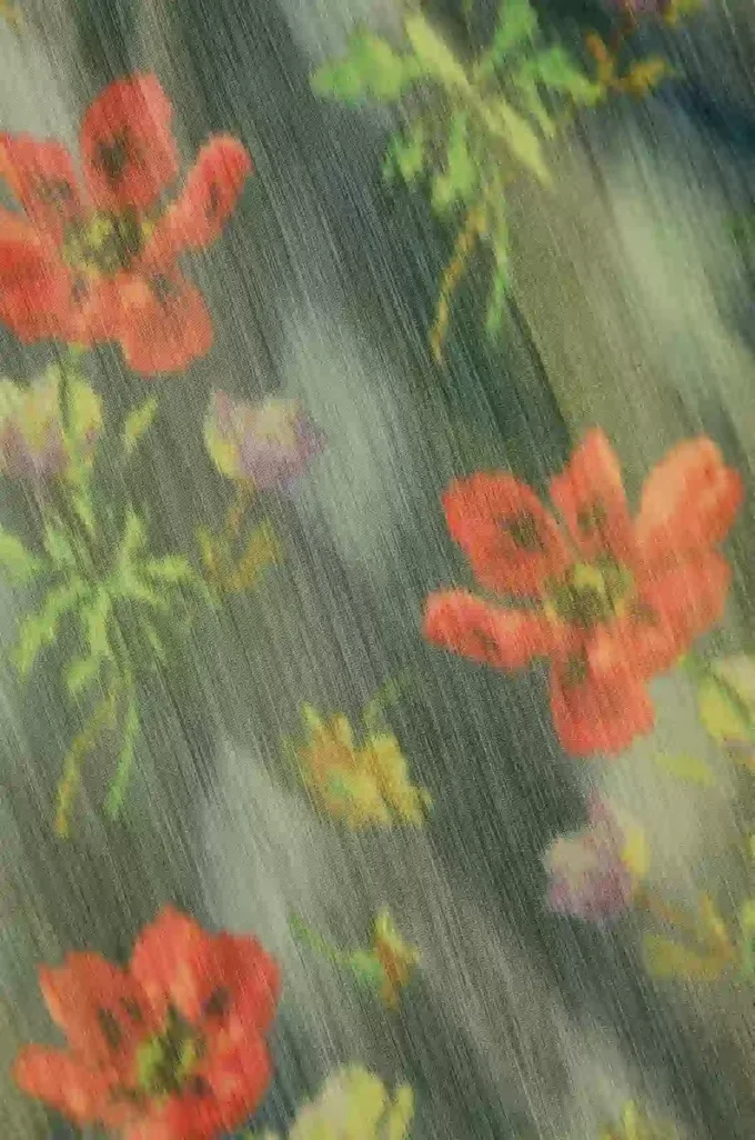 Top drapé en taffetas de soie mélangée vert foncé/rouge