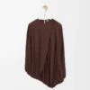 Top drapé en viscose couleur café